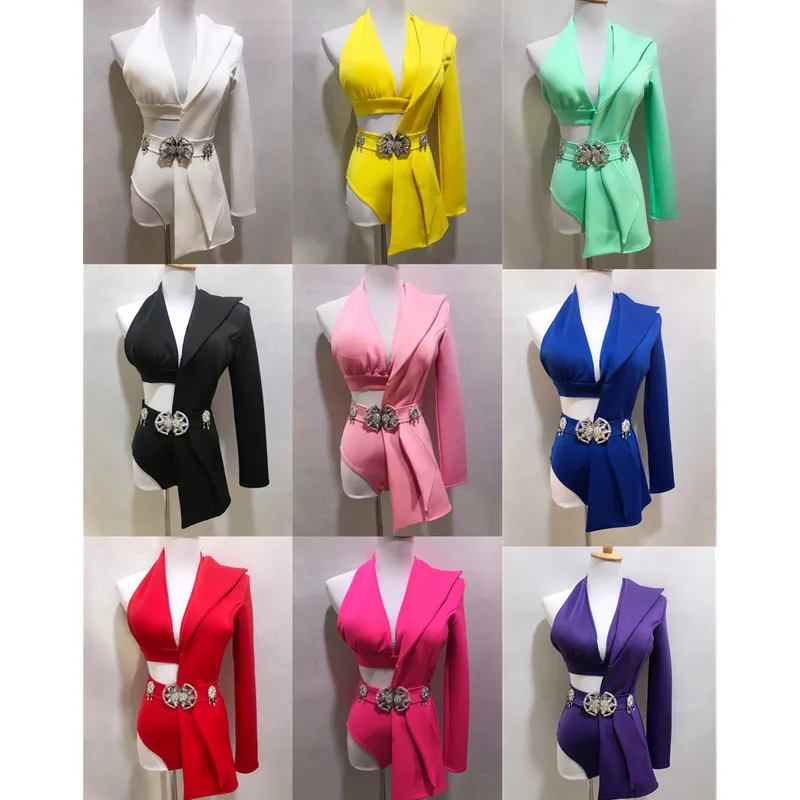 Femmes Jazz danse groupes Performance vêtements Bikini simple côté Blazer 3 pièces ensemble Club discothèque carnaval fête spectacle Costume