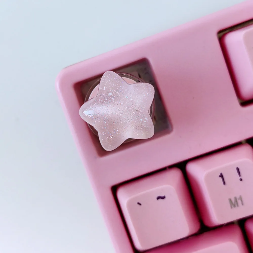 Keycaps Four Round Stars Yellow Translucent Stars Cute Personalized Design Direction Keys Special Keys for Mechanical Keyboards