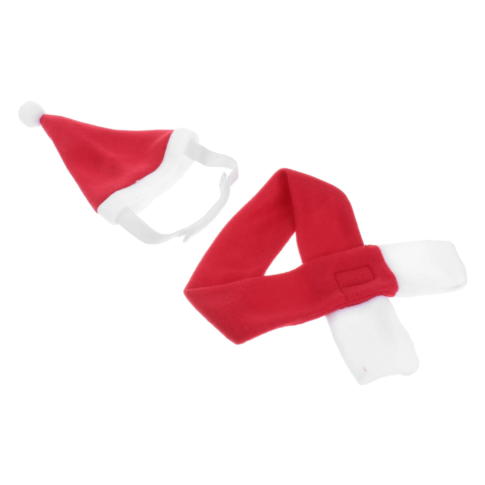 

Pet Hat Scarf Set Red Christmas Fleece Dog Cat Clothes Soft Comfortable Cosplay Party Props Holiday Photo Accessory For