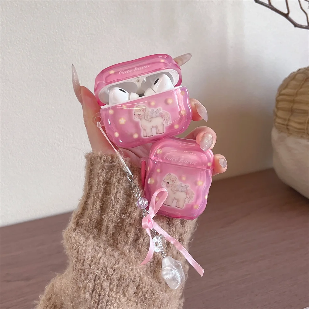 Cute Pink 3D Waves Earphone Case For Apple Airpods Pro 3 2 1 Wireless Headphones Protection Cover For Airpods 4 3 Pro2 Pro3