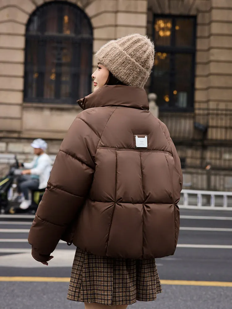 Vielleicht 2025 New Korean Winter Women's Down Cotton Jacket Short Cotton Padded Outerwear Stand Collar Ladies Winter Parkas