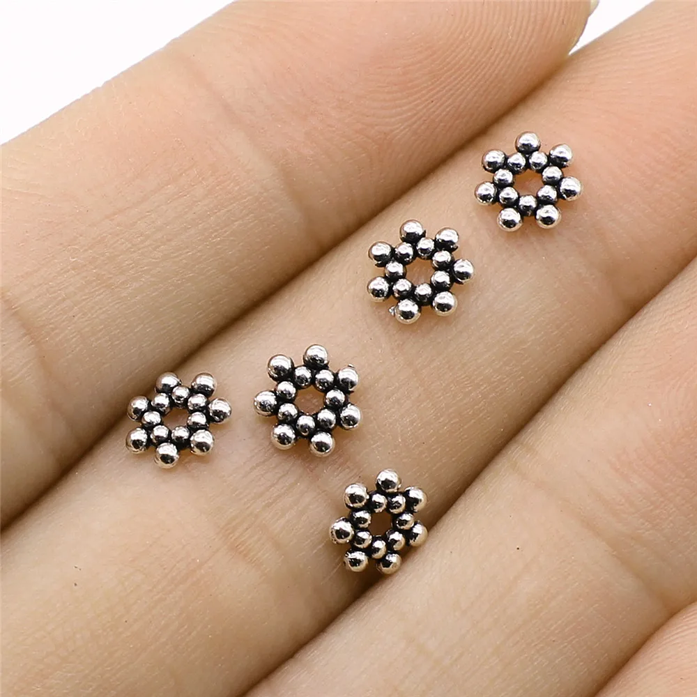 Wholesale 1000pcs/bag Spacer Beads DIY Metal Alloy Jewelry Findings Antique Silver Color 7x7mm