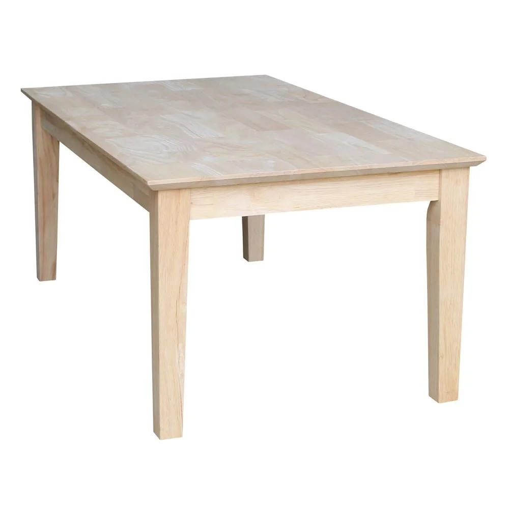Unfinished Solid Hardwood Rectangular Coffee Table Indoor Natural Finish Durable Assembly Required Butcher Block Surface