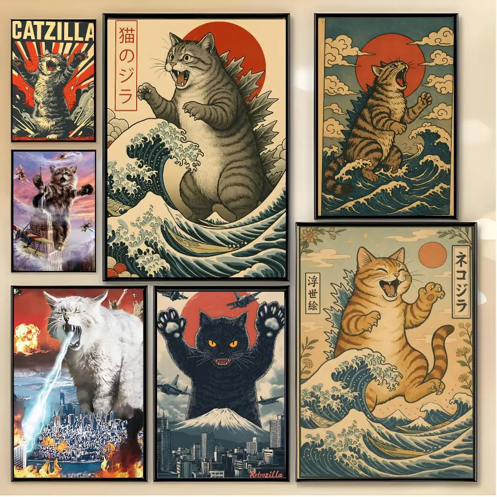 monster creature C-Catzilla Poster Unique Home Decoration Ideas & Stylish Interior Art