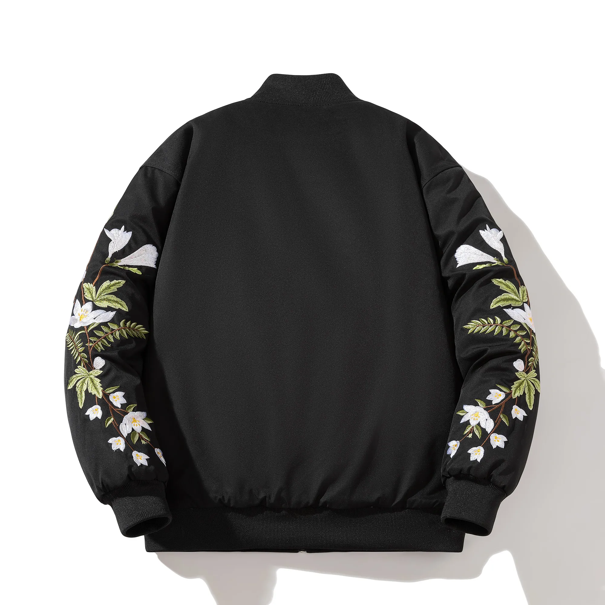 American Flower Heavy Embroidery Bomber Jacket Men and Women Couple Quilted Baseball Uniform