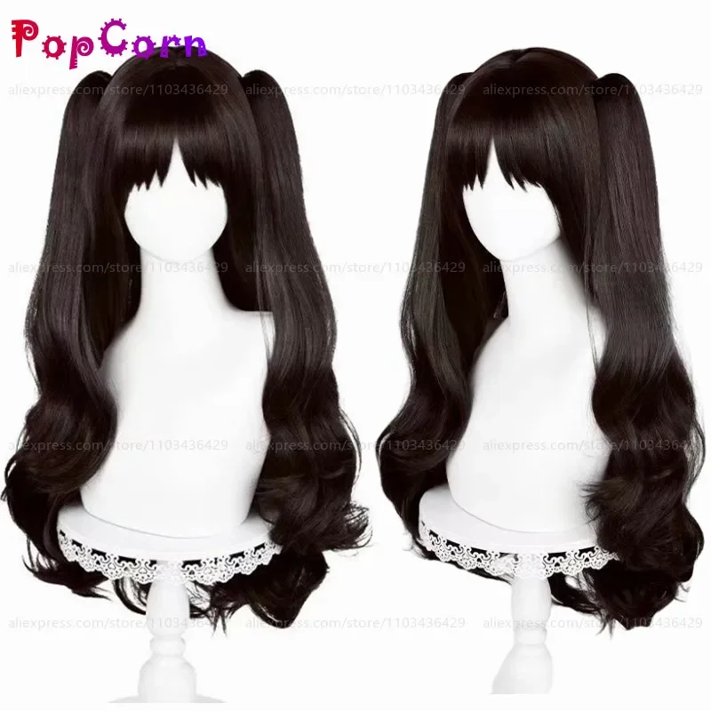 High Quality Tohsaka Rin Cosplay 80cm Long Wig with Double Ponytails Black Wig Cosplay Heat Resistant Synthetic Wigs Halloween