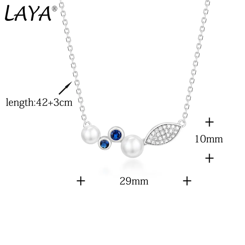 LAYA 2025 Shell Pearl Necklace Blue Crystal For Women Pure 925 Sterling Silver High Quality Clear Cube Zirconia Luxury Jewelry