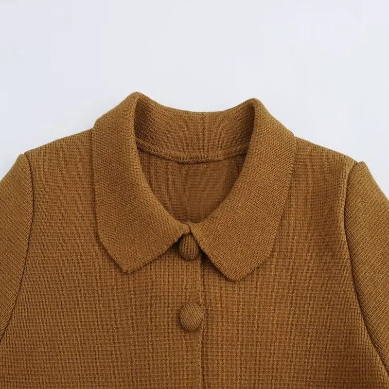 

Spring 2025 Women's ort Skirt Knitted Jaet Sweet Sle ort Sve Cardigan New Arrival Soft Personali Length