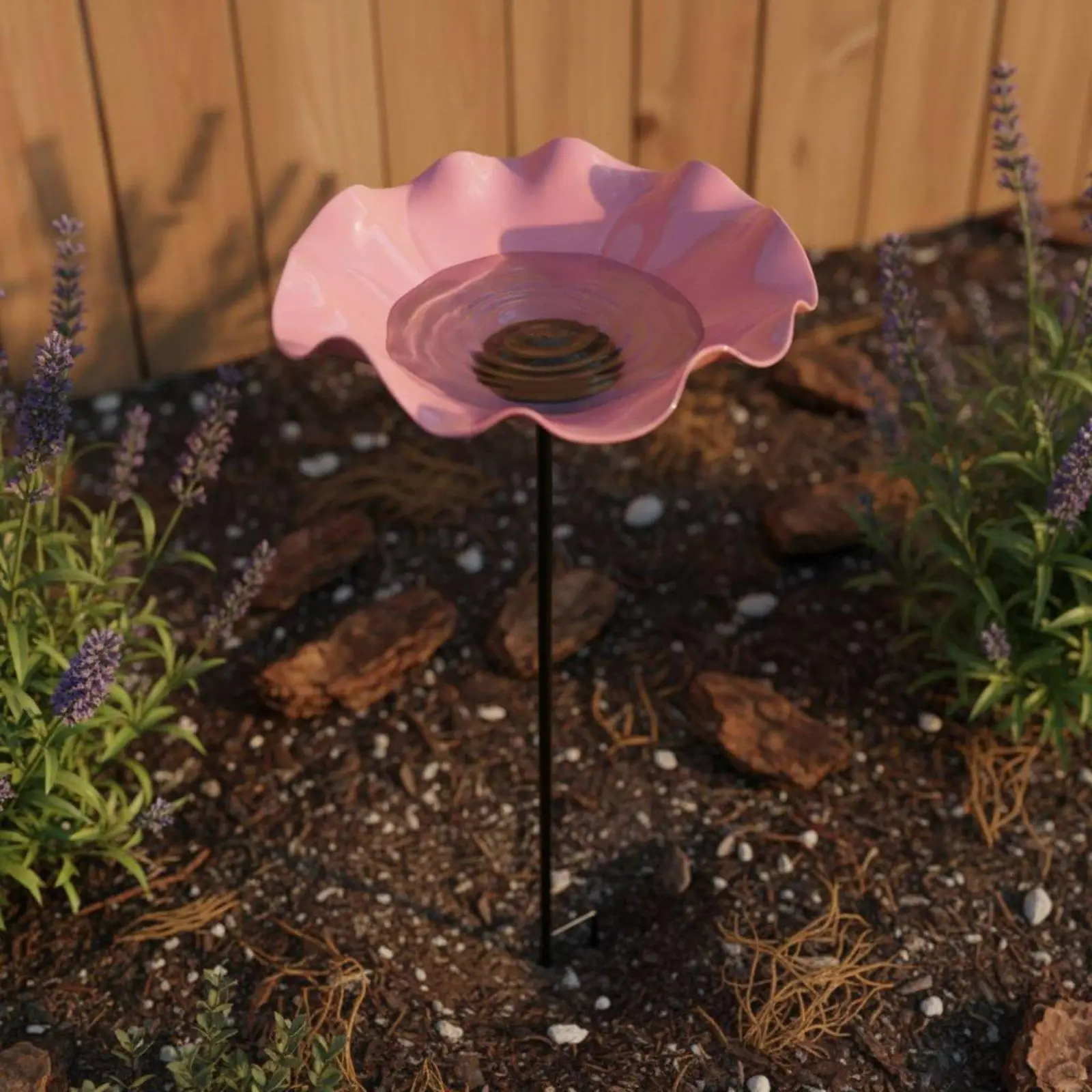 Metal Decorative Feeder Stake Garden Bird Bath Bowl for Garden Pond Decoration Bird Water Feeder for Patio and Lawn