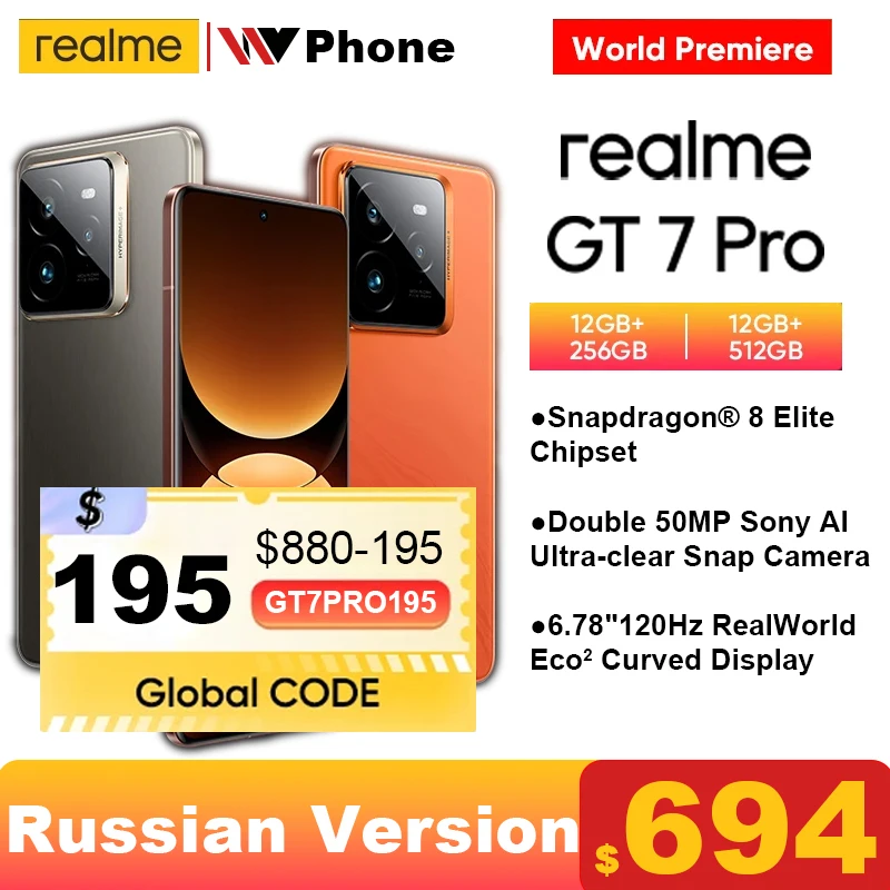 [World Premiere] realme GT7 Pro Smartphone Snapdragon® 8 Elite Chipset Eco² Display 50MP Sony Ultra-clear Snap Camera 6500mAh