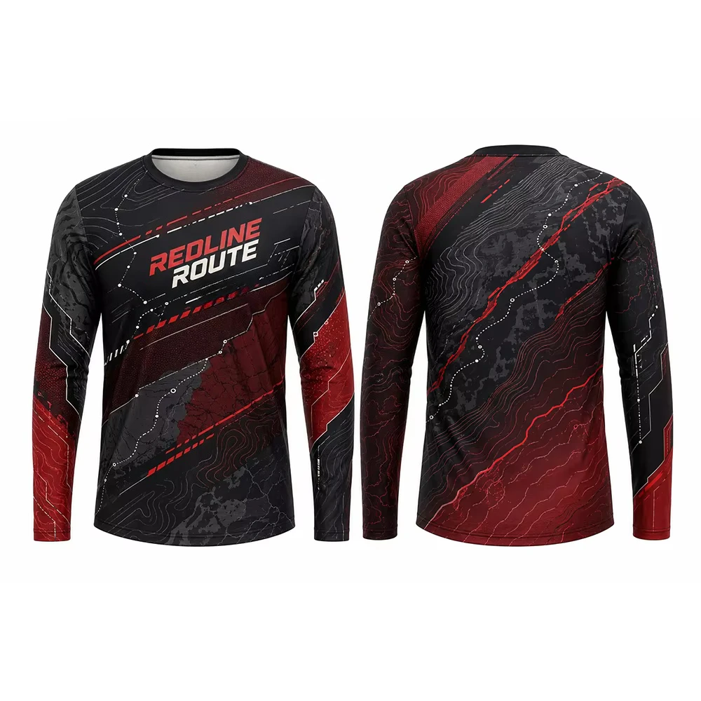 Men's breathable long sleeved T-shirt, personalized landscape letter printed sports top