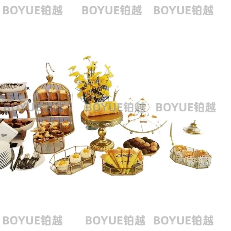 Elegant Dessert Display Stand Set Tiered Cake Rack for Afternoon Tea Pastry Tray Cold Meal Snack Holder Table Ornament