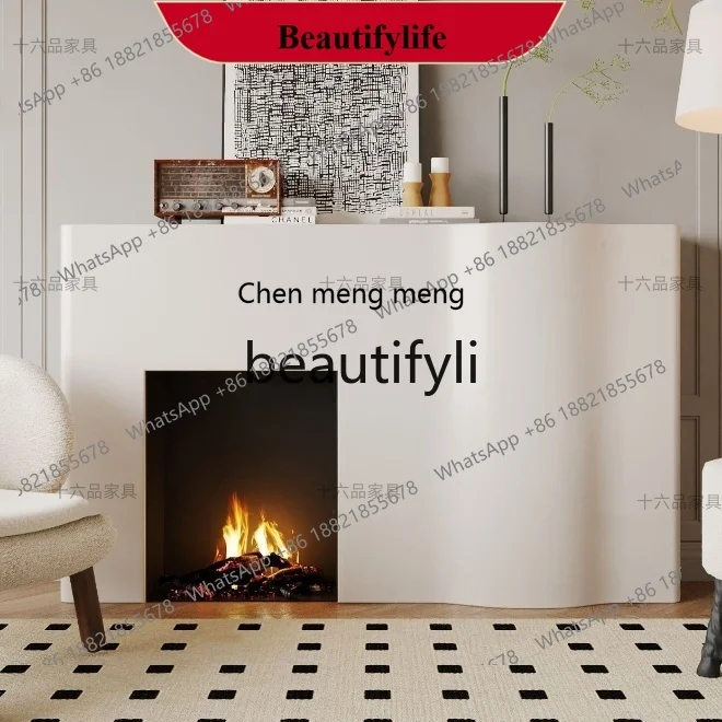 D178 Wabi-Sabi Style Fireplace Cabinet Water Divider Partition American Simple Fireplace Rack Modern Entryway Storage Rack