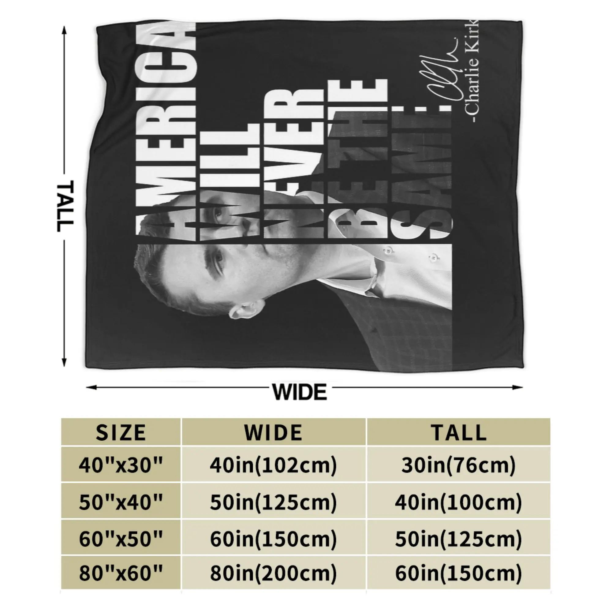 أمريكا لن تكون نفسها تشارلي كيرك التوقيع البطانيات الدافئة الكبار أفخم رمي بطانية الأريكة كرسي الفانيلا المفرش #6