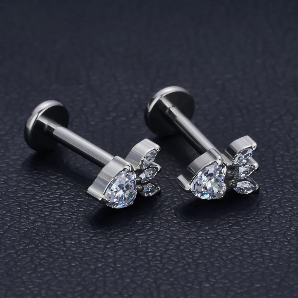 Pendientes de titanio ASTM F136 con forma de hoja para la oreja, Piercing para el cartílago superior, oreja, labio, hélice, lengua, uñas, joyería,