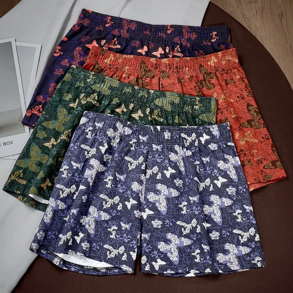 

Удобные хлопковые мужские трусы на плоской подошве, бесшовные шорты-боксеры с цветочным принтом, мужское нижнее белье большого размера с бабочкой для мужчин и мужчин