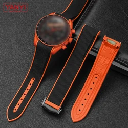 orange Rubber Watchband For Omega X Swatch LAVA Joint MoonSwatch Constellation Sports 20mm Watches Strap Curved End Band