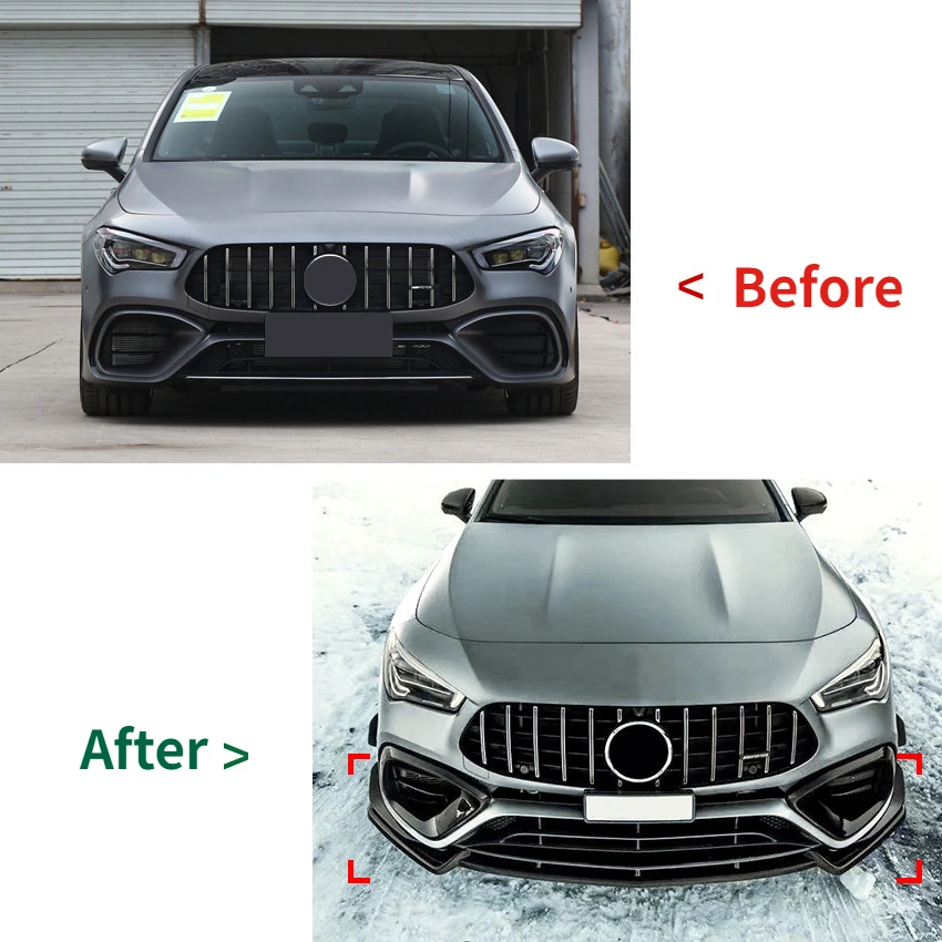 For Mercedes- Benz C118 CLA45 2019-2023 AMG car Front Bumper Lip Spoiler Splitter Diffuser Body kits Tuning Auto Accessories