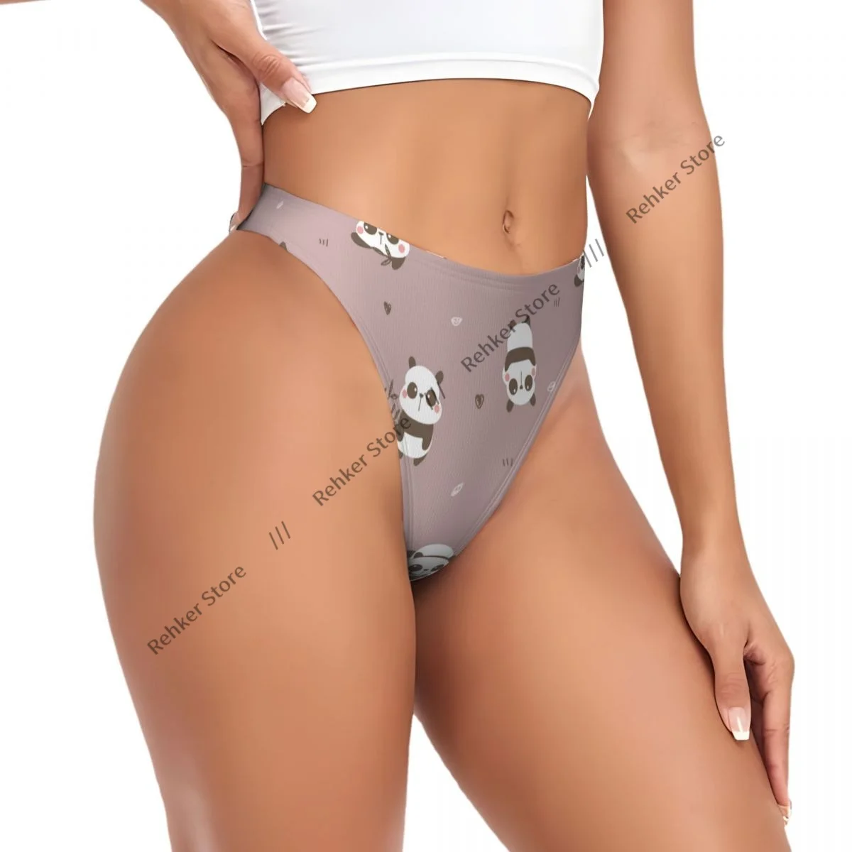 Thongs For Women V Waist G-String Panties Cartoon Panda Underwear Breathable Underpants