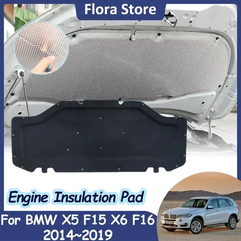 엔진 후드 사운드 패드 BMW X5 F15 X6 F16 2014 ~ 2019 용 자동차 내화 단열 코튼 커버 라이너 인테리어 부품 액세서리