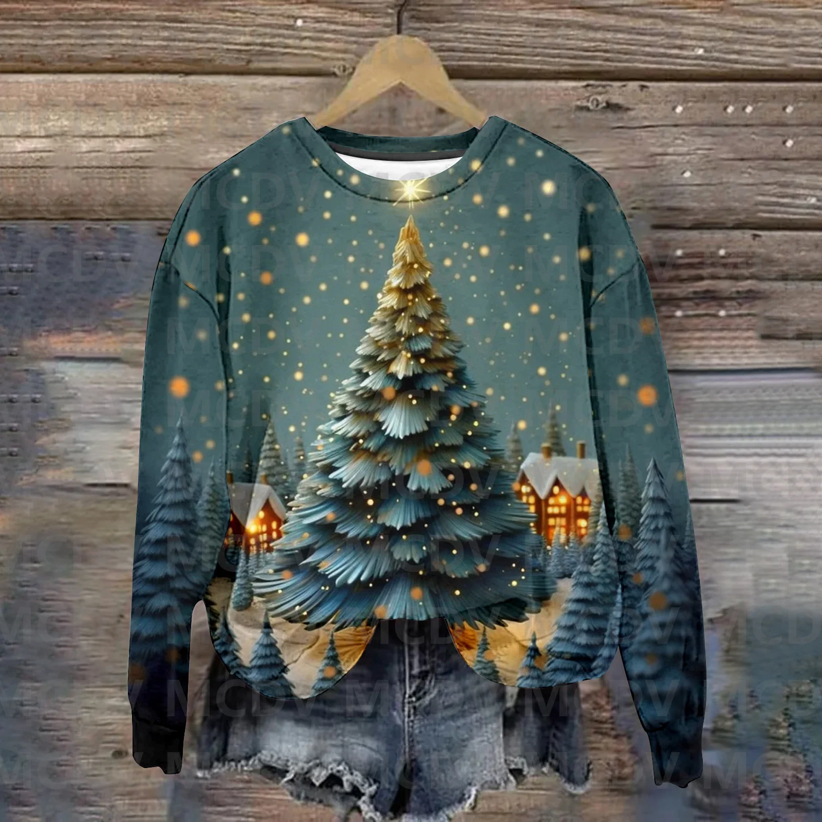 Christmas Sweaters Funny Christmas Tree Print Sweatshirt 3D Printed Women Pullover 02