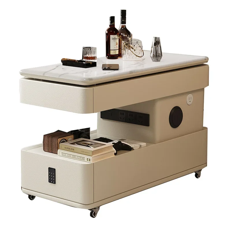 Lifting countertop with socket removable sofa side cabinet living room small apartment modern simple light luxury multi-function