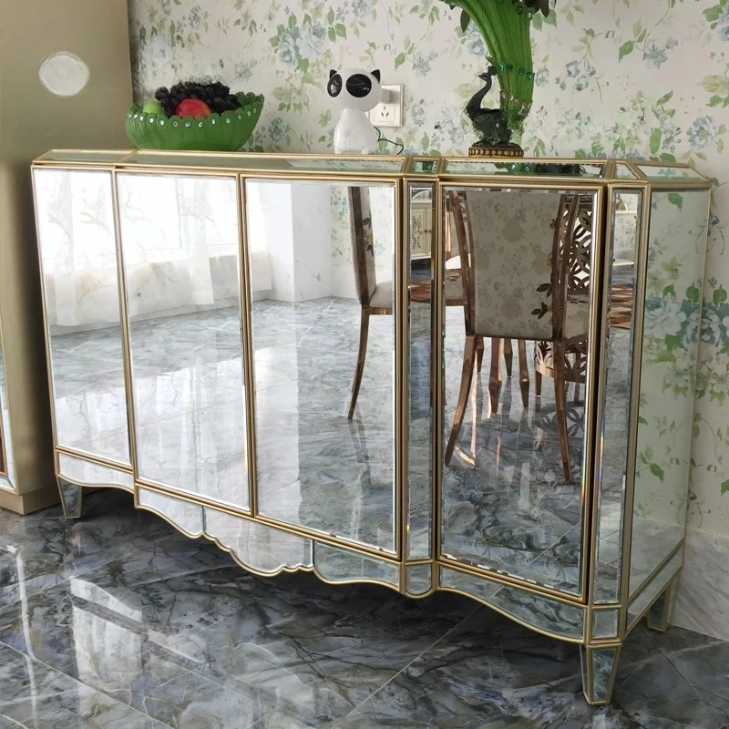 Mirror decorative cabinet foyer porch cabinet storage side cabinet neoclassical postmodern style