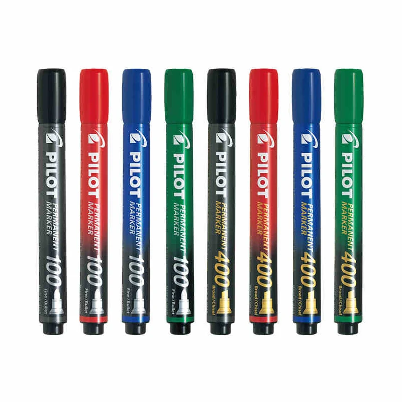4 Pcs/Lot PILOT Markers SCA-400/SCA-100 Permanent Marker Pen Waterproof Ink Black Blue Red Green Oil Ink 1/4mm Graffiti Marker