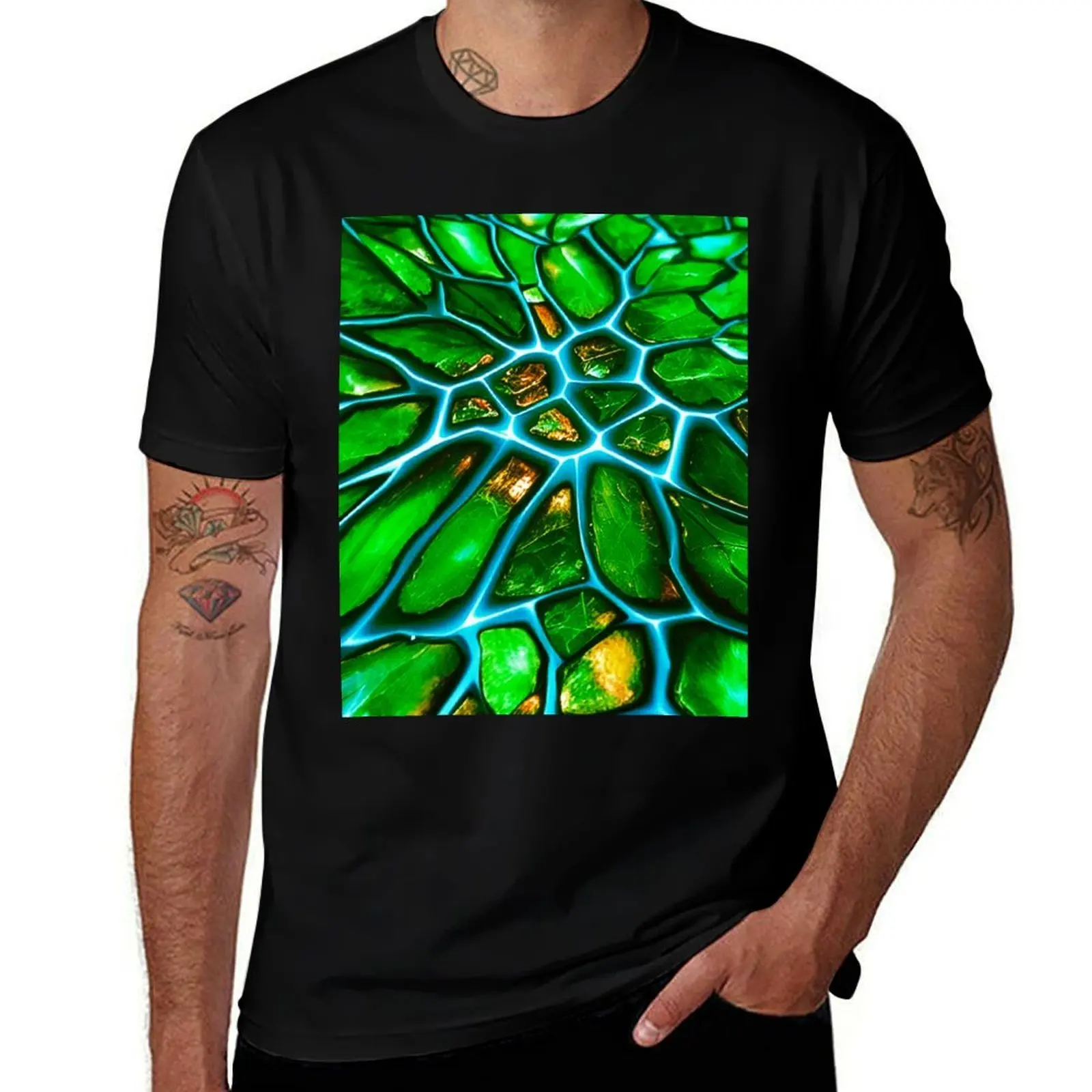 

Emerald Fracture Pattern Abstract T-Shirt t shirt for man t shirt man cotton T-Shirt