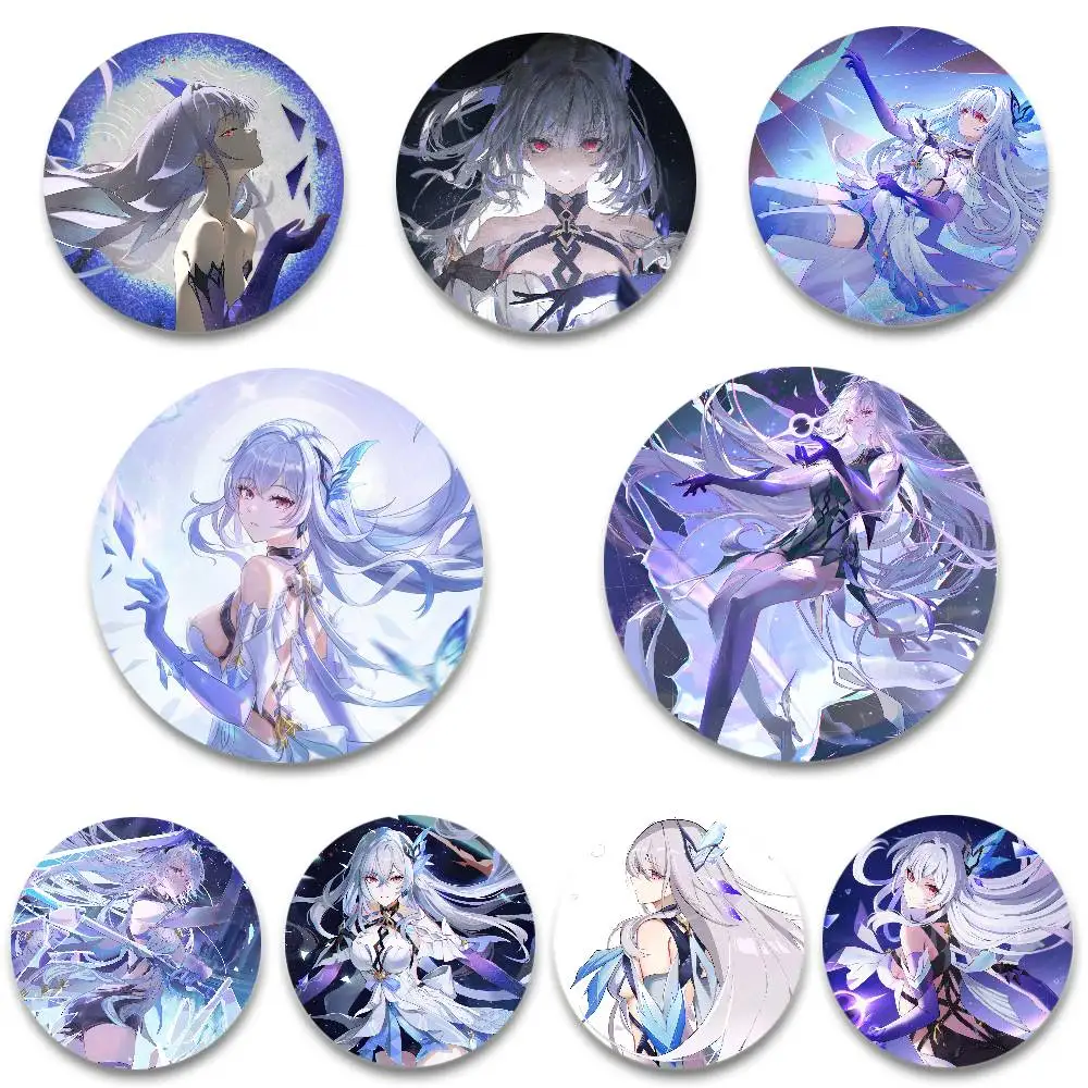 Skirk Genshin Impact Badges Anime Round Laser Badge Cartoon Brooch Clothes Backpack Accessories Lapel