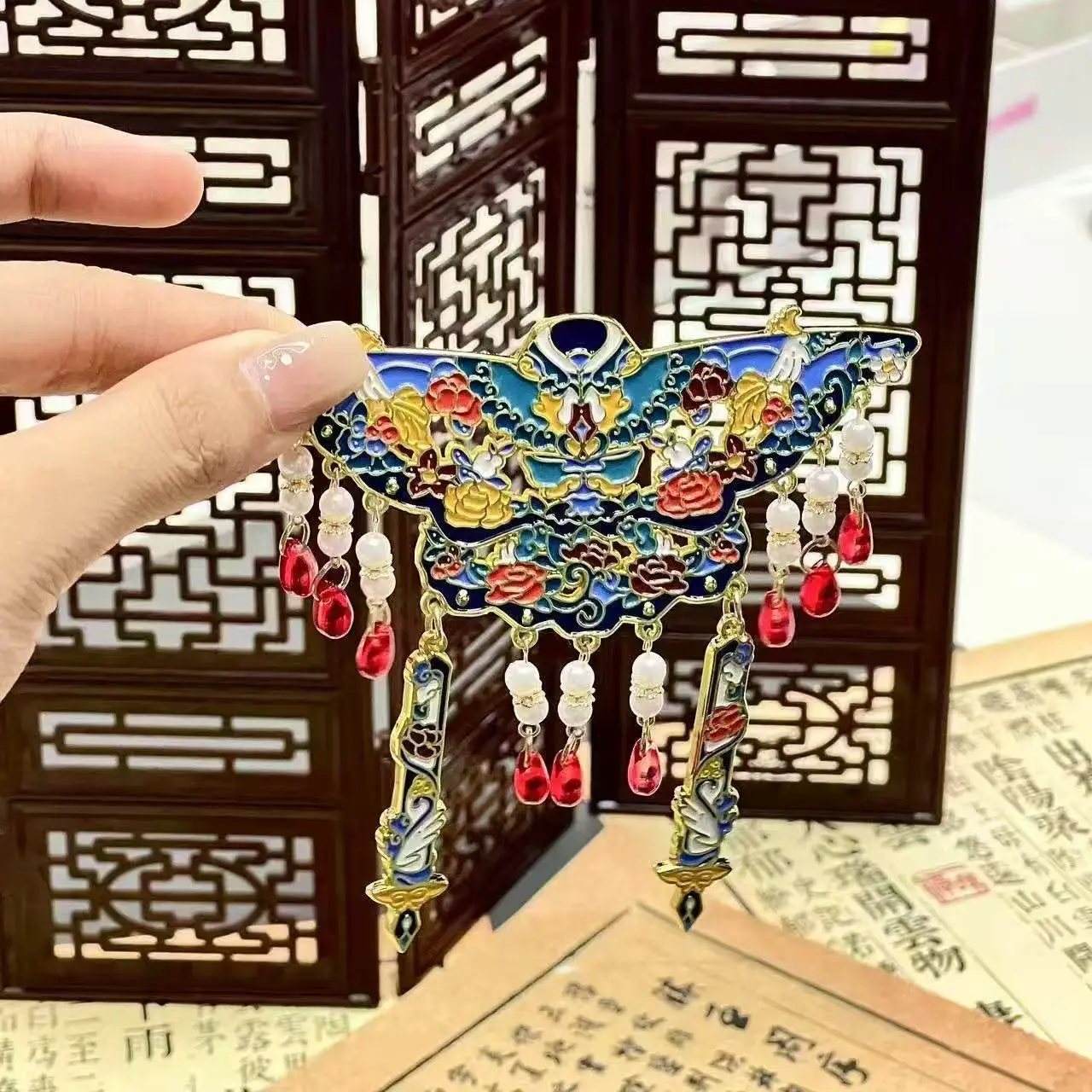 National Trend Ancient Style Cloud Shoulder Phoenix Crown Tassel Fridge Magnet Creative Cultural Metal Magnetic Fridge Magnet