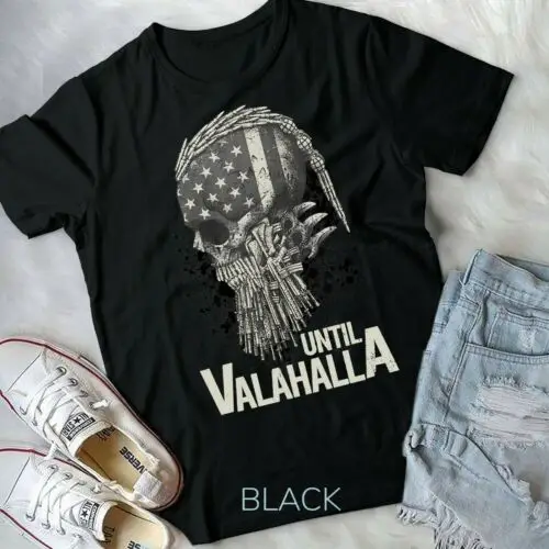 

Until Valhalla, Skull American Flag, Until Valhalla tshirt - Unisex Form T-Shirt