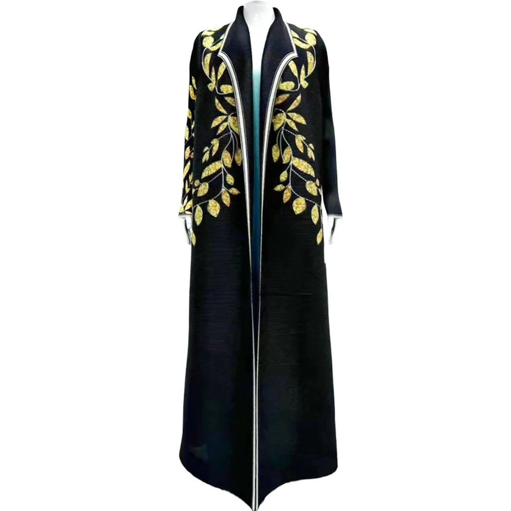 Nahen Osten Muslimischen Mode Plissee Gedruckt Robe Abaiyya Gedruckt Langarm Jacke frauen Kleidung-GZXX1017