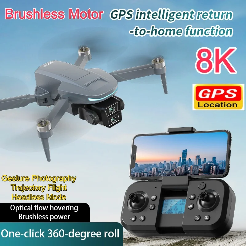 8K Professional HD Dual Camera Drone GPS Positioning Intelligent Followin 360° Obstacle Avoidance Brushless Quadcopter RC Drones