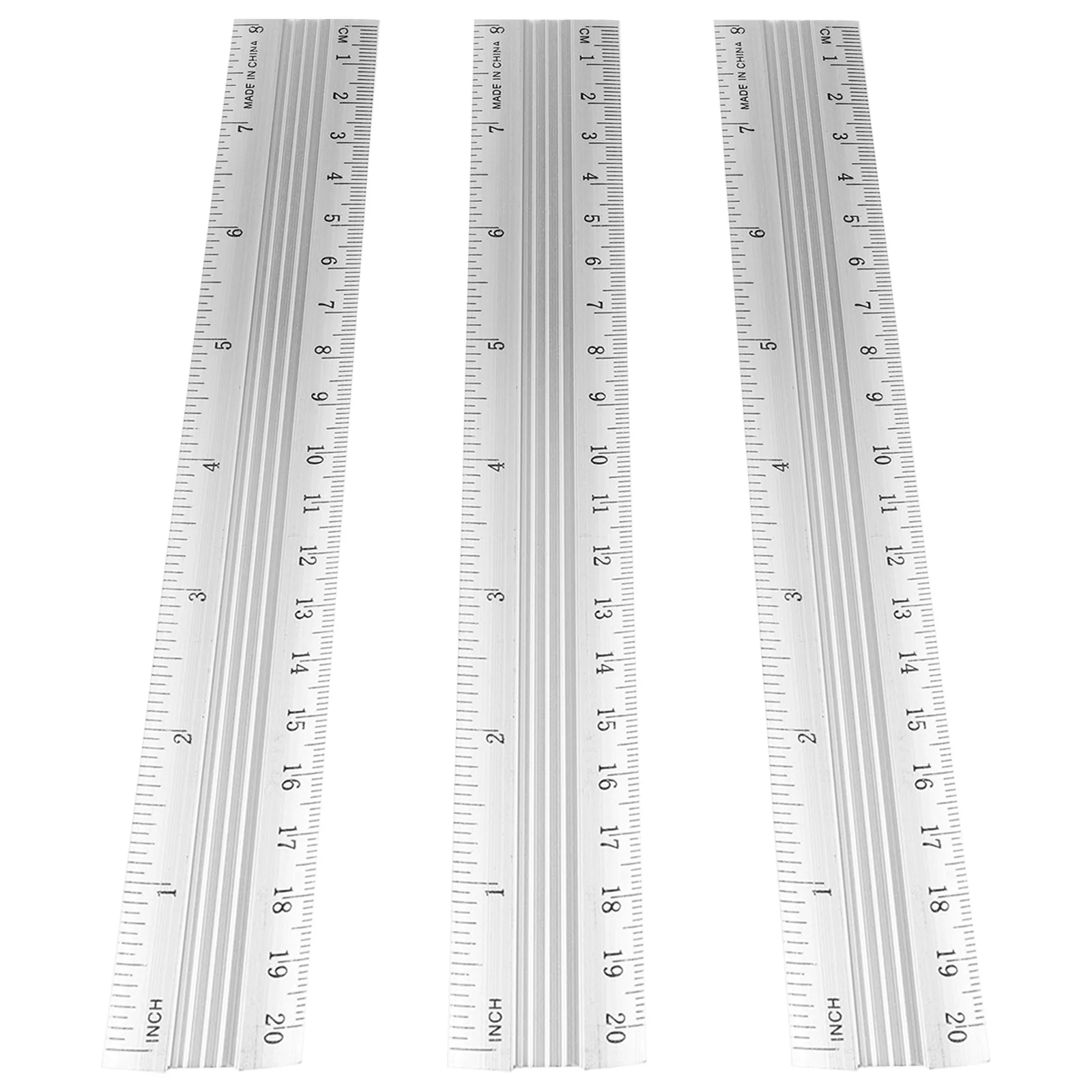 3Pcs Aluminum Ruler Set Portable Drawing Measuring Tool Durable Straight Ruler for Artists Designers Students Office Supply