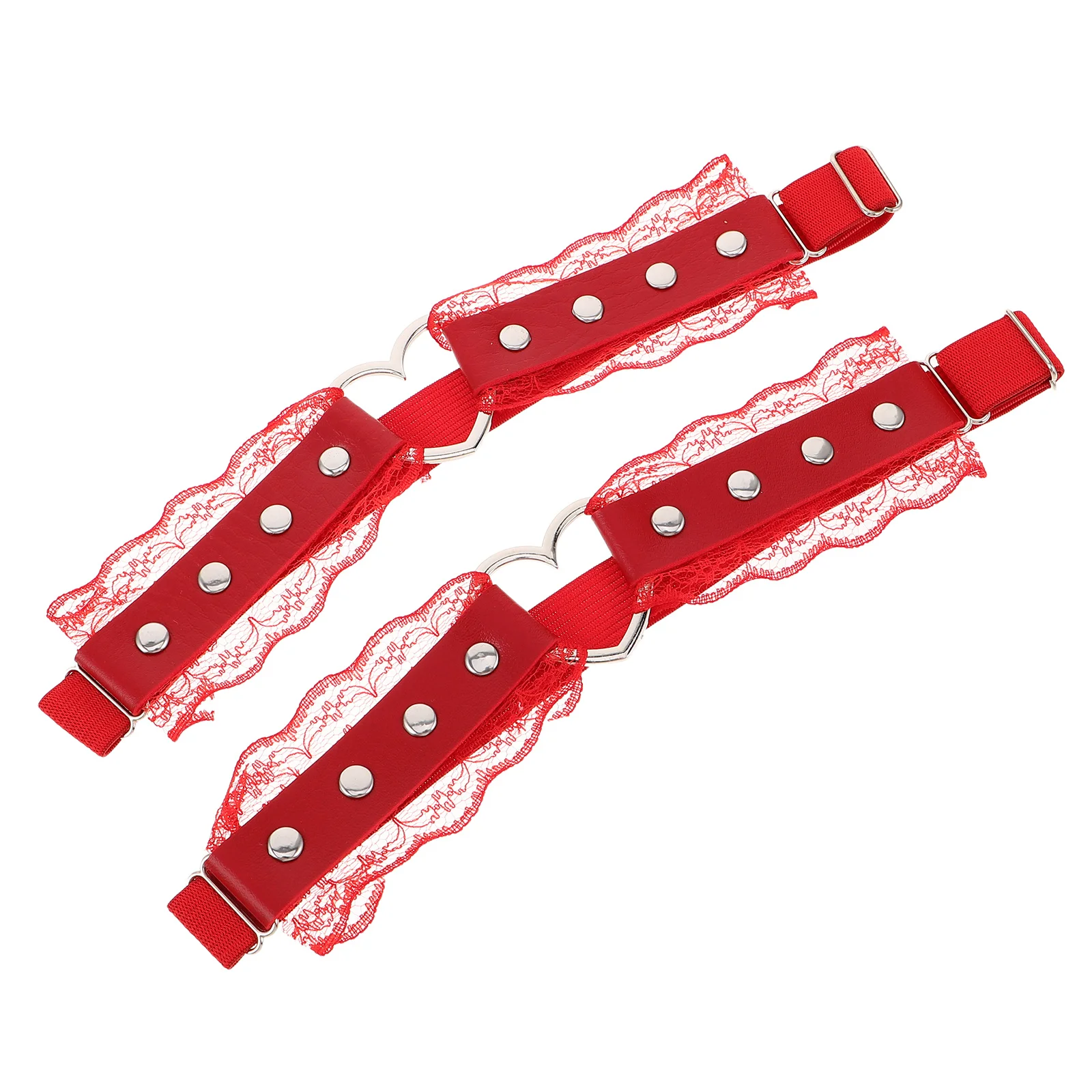 

2pcs Lace Garter Set Elegant Heart Design Adjustable Thigh Belts For Women Bridal Accessories Wedding Romantic Evening Cosplay