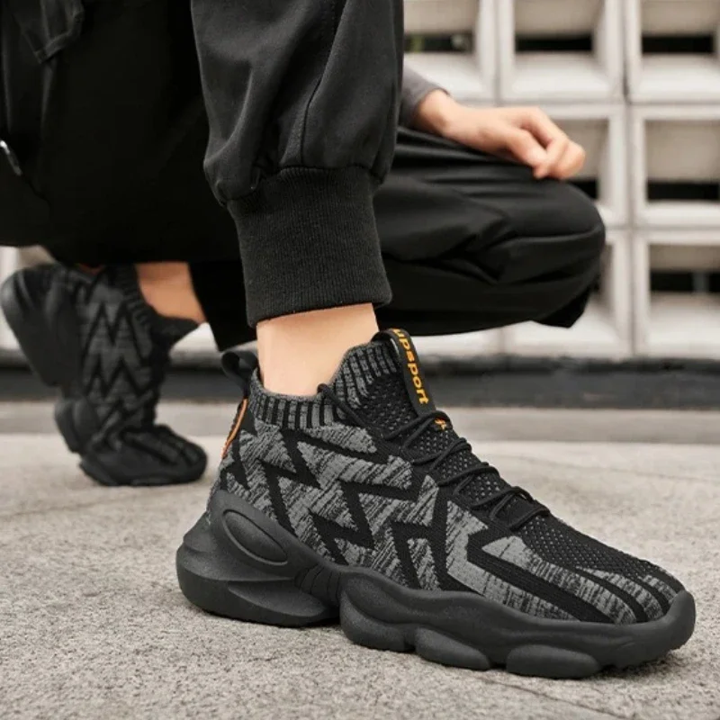 

Men's Running Shoes Large-sized Complex Ethnic Style Patterns Fashionable Niche Trendy Design Elastic Mesh Sports Shoes