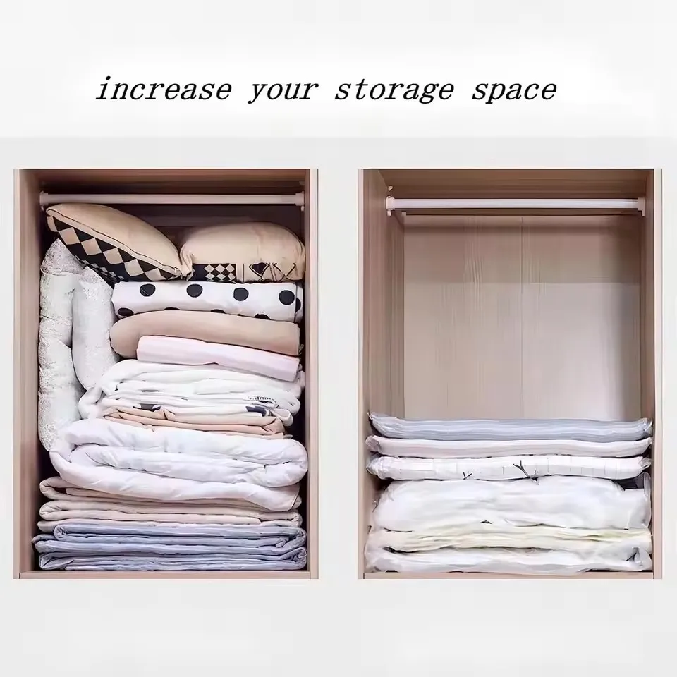 مجموعة أكياس تخزين مفرغة للملابس واللحانات والبطانيات ومنظمات تعبئة الفراش المنزلية لا تشمل المضخة