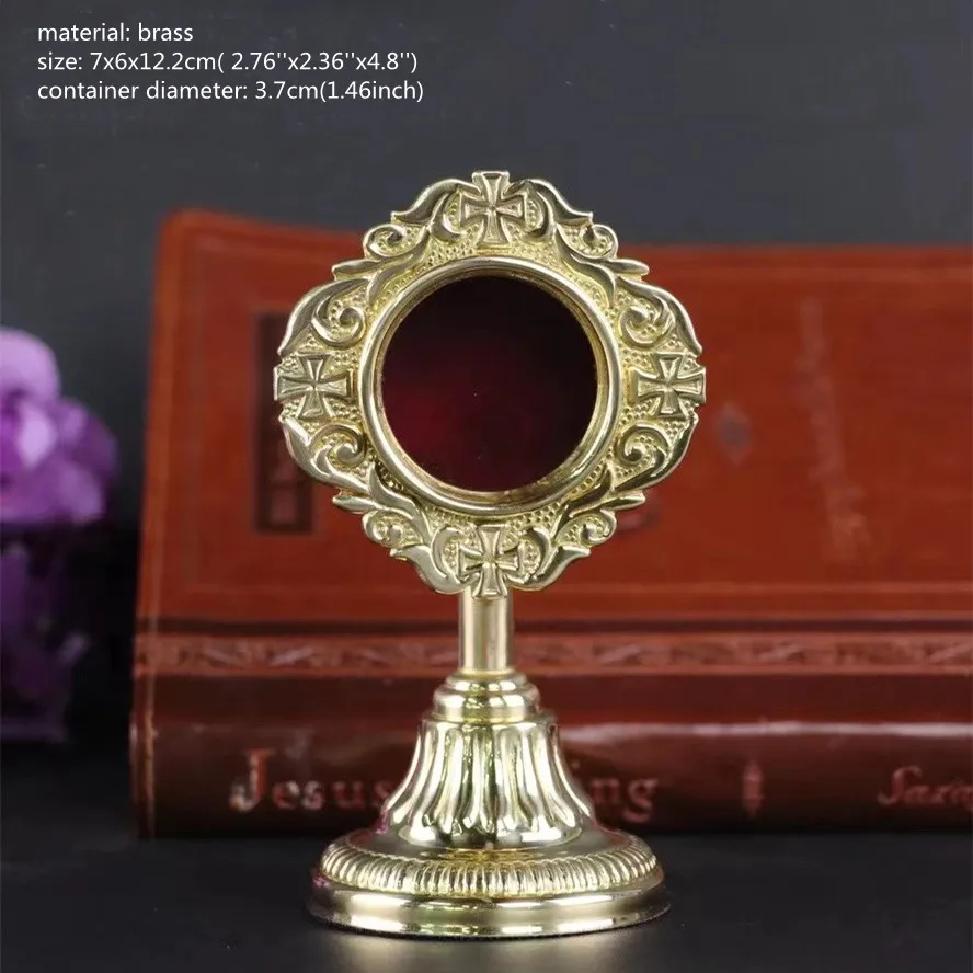 

Holy Box Monstrance Reliquary For Catholic Chuch Christian Brass Baptismal Home Decoration Church Supplies