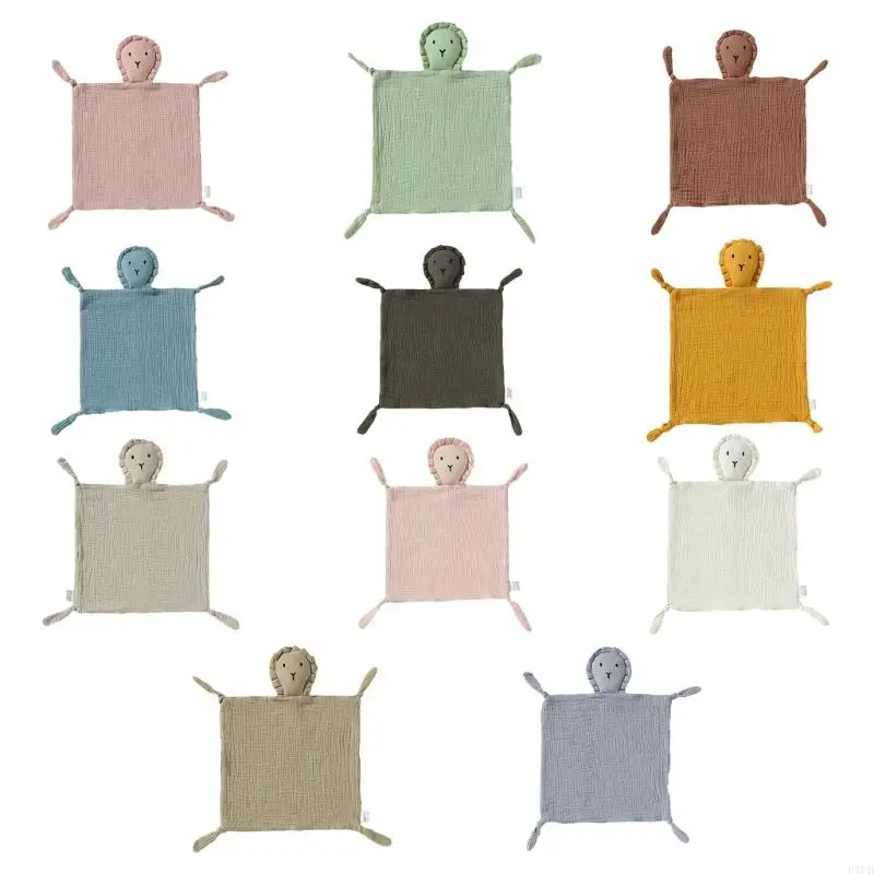 F1CB Cotton Handkerchief Infant Toddlers Saliva Towel Lion Comfort Scarf Blanket