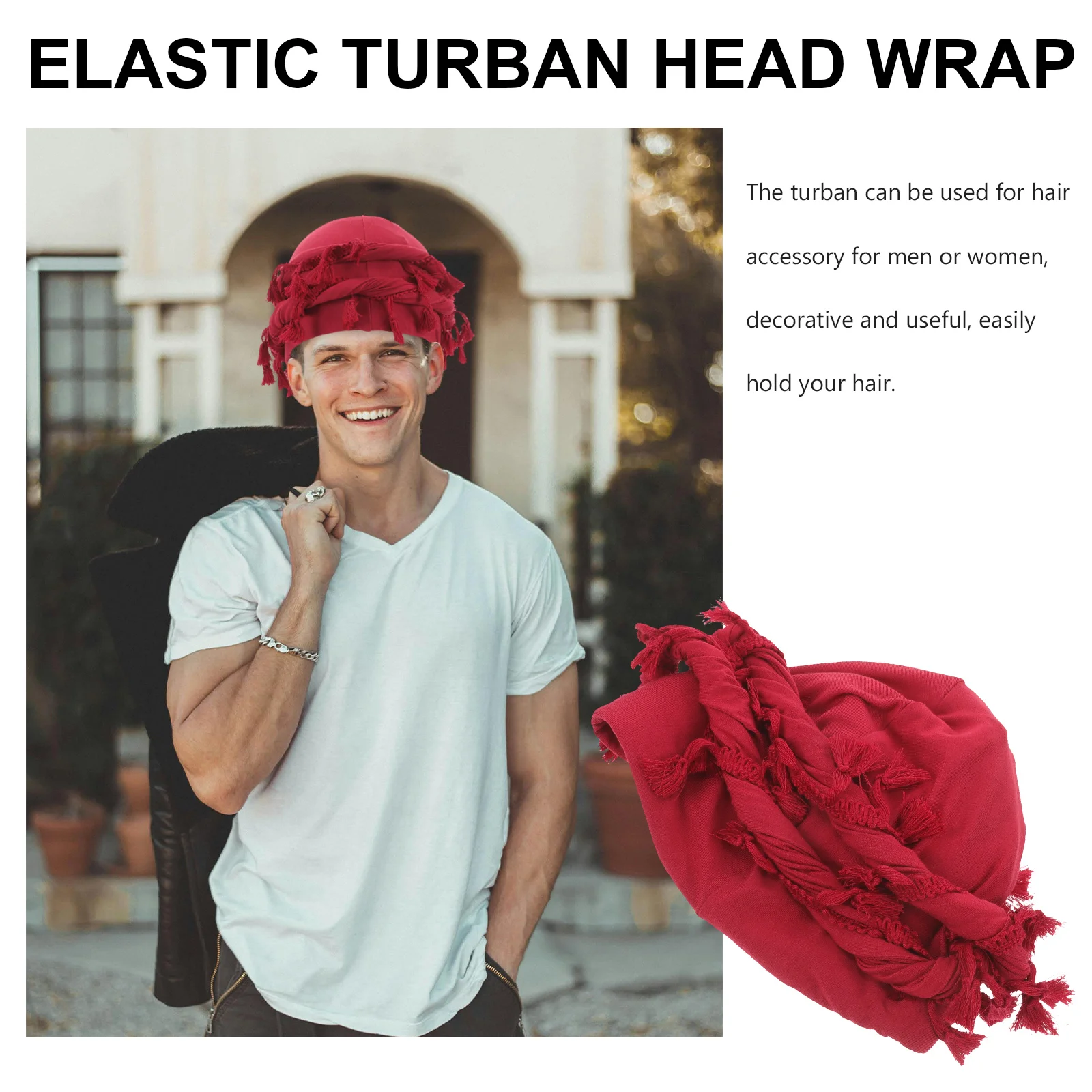 

Men Turban Hair Wrap Stretchy Twisted Tassel Headwear Elastic Modal Fiber Comfortable For Women Cycling Cap Style
