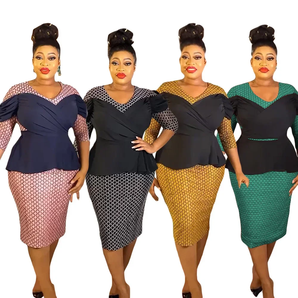 

2025 Elegant African Dresses for Women Spring Summer Africa Clothing Office Lady Party Slim Dress Dashiki Ankara Outfits Robe