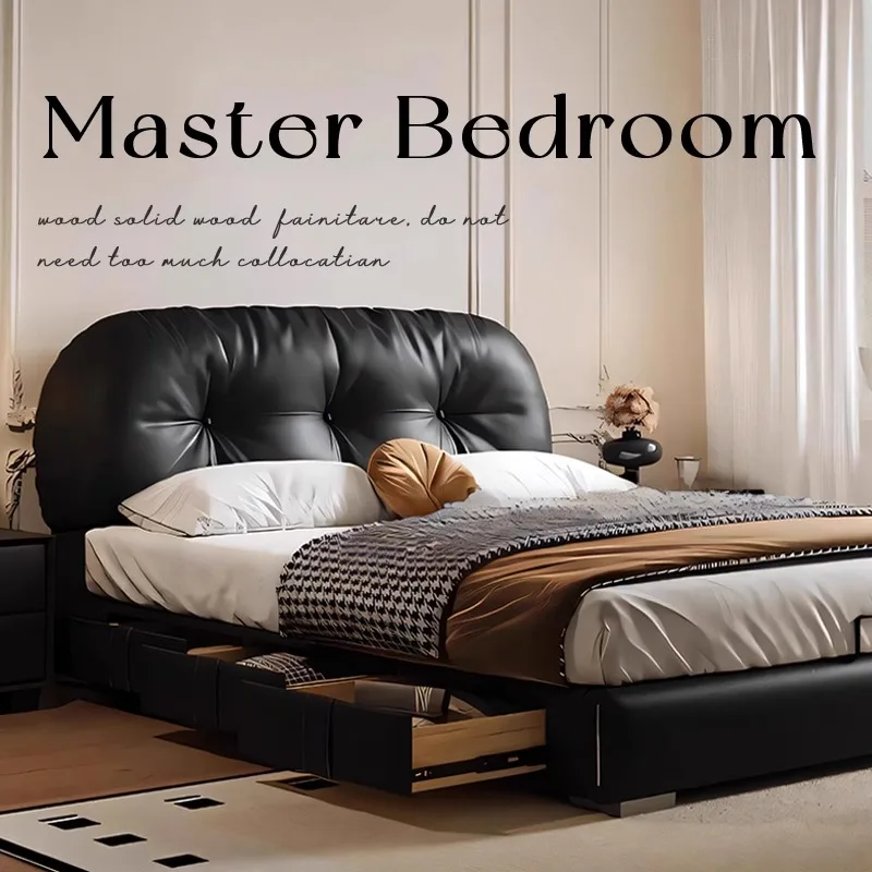 

Headboard Modern Frame Double Bed Space Drawers Living Room Storage Double Bed Bedroom Full Size Camas Matrimoniales Furniture