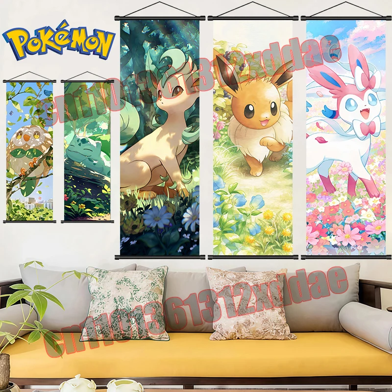 

Anime Pokemon HD High Quality Art Scroll Drawings for Bedroom Living Room Home Wall Decor Children's Holiday Gift Fan Collection