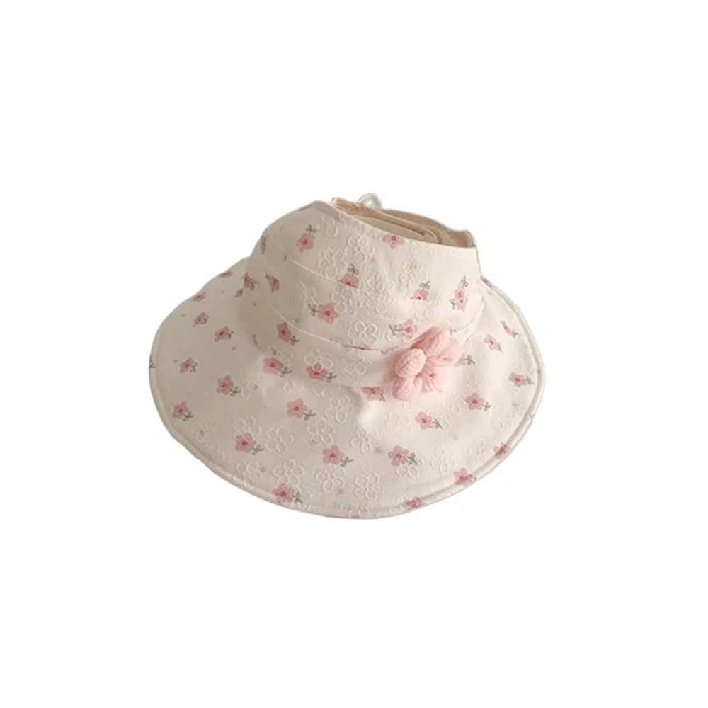 

Korean Style Empty Top Kids Sunhat Cotton Breathable Baby Sun Shading Hat Flower Anti-UV Children's Fisherman Hat Girls
