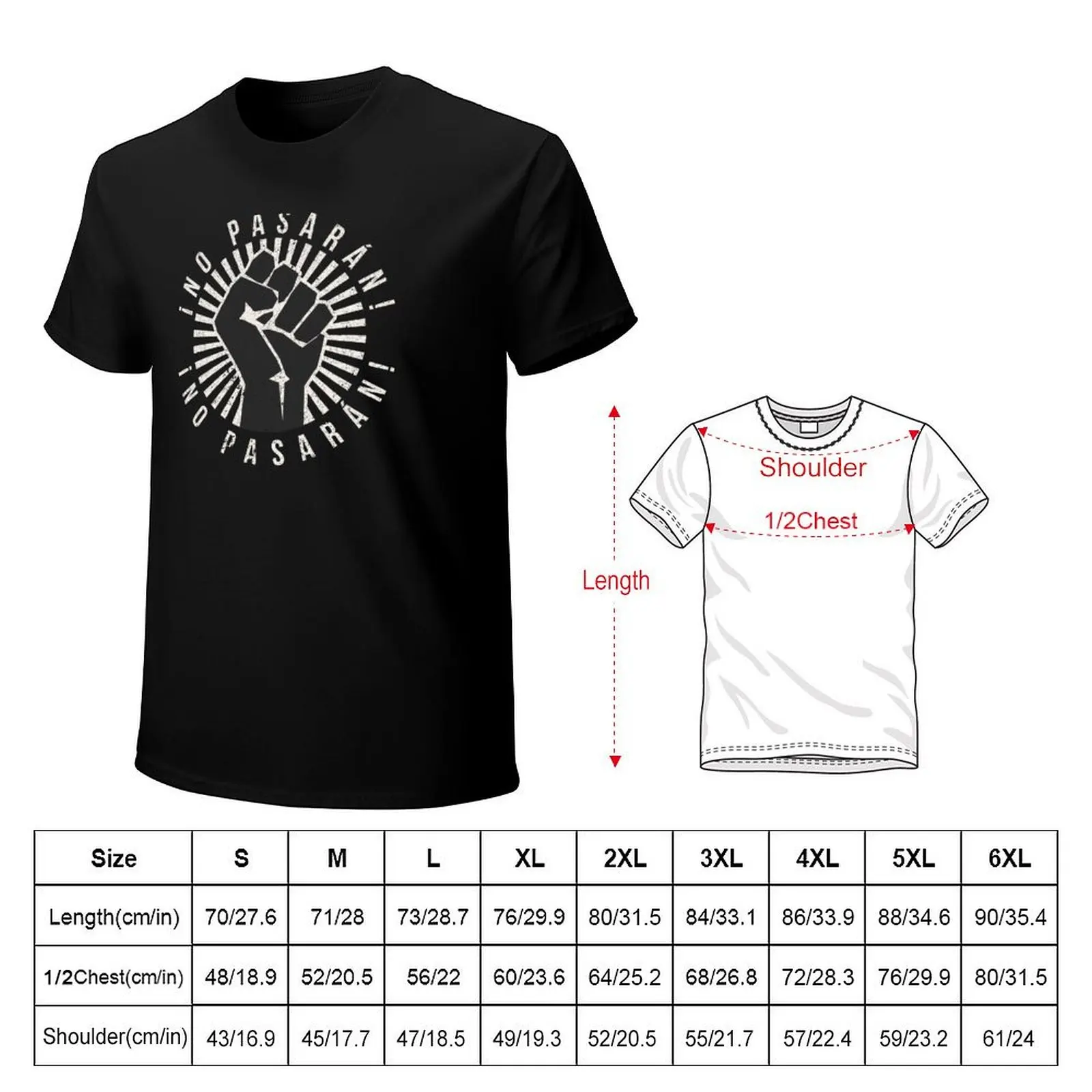 No Pasaran (vintage/distressed) T-Shirt Big Size Short Sleeve Casual Top