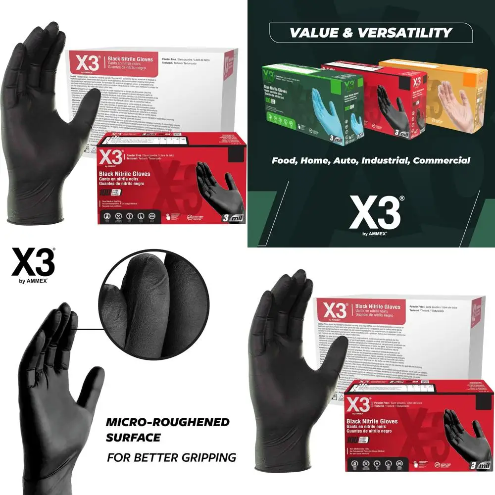 

Disposable Latex-Free Nitrile Gloves, Food Prep, 3 Mil, Powder-Free, Sizes S to XXL