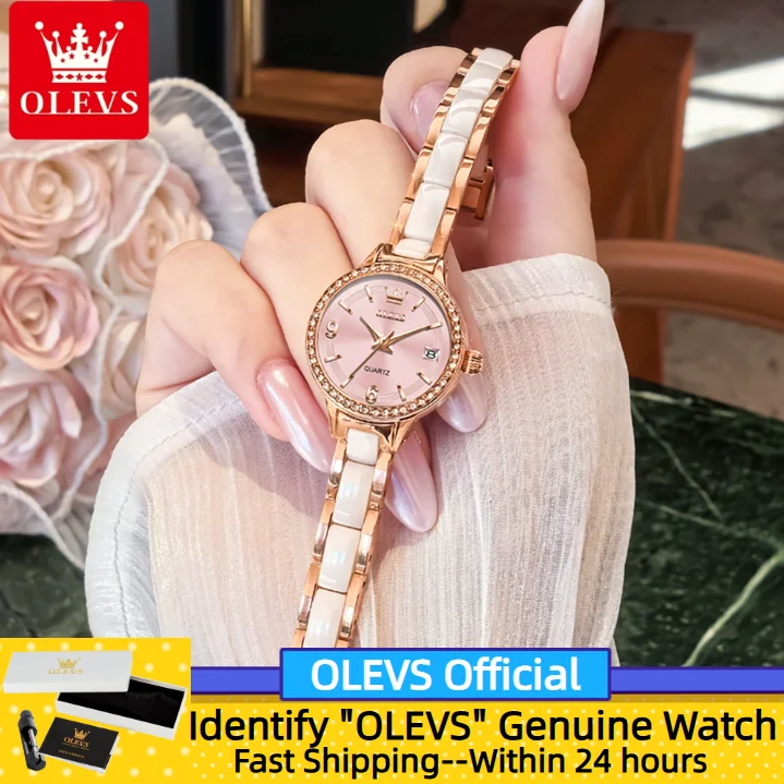OLEVS Ladies' Watch Original Luxury Quartz Watch Diamond Bezel Date Dial Quartz Watch for Women