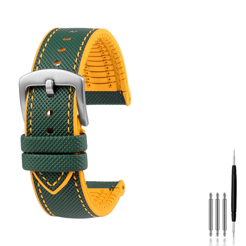 20/21/22/23/24 mm neues Design Hybrid FKM Uhrenarmband Unisex Fluorkautschuk Armband FPM Soft Strap für jede Marke wasserdichte Uhr