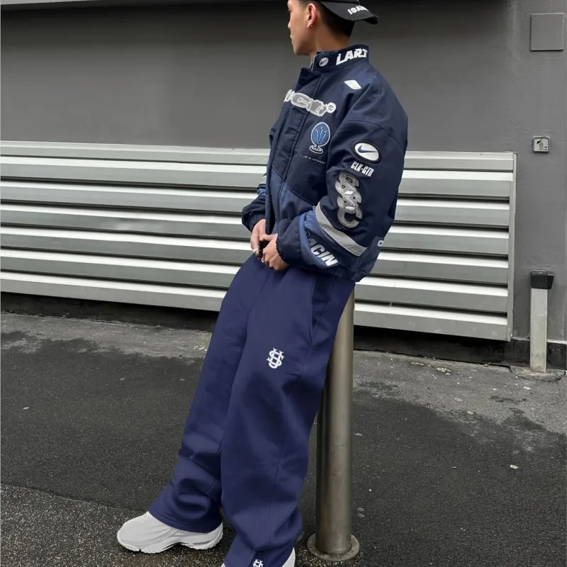 التطريز الرجال السراويل 2025 الخريف الشتاء الهيب هوب عادية تسلق ركض Sweatpants موضة جديدة Hombre واسعة الساق بنطلون للجنسين #6